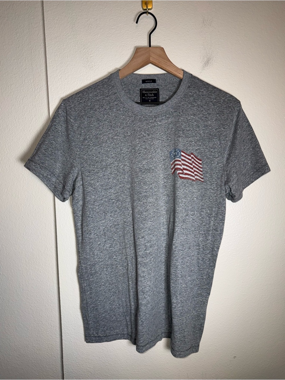 ABERCROMBIE & FITCH vintage Y2K American Flag graphic muscle tee M